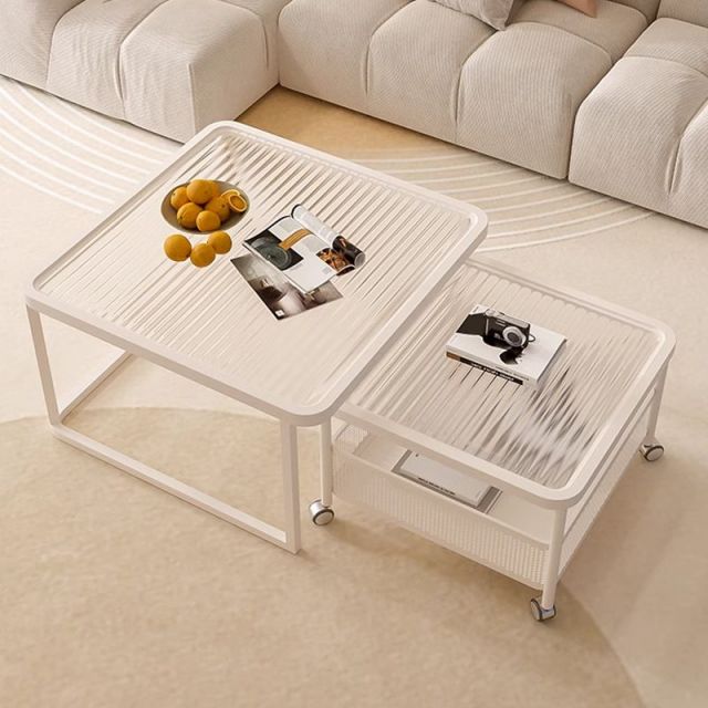 Bàn sofa đôi mặt kính chân sắt TT68303
