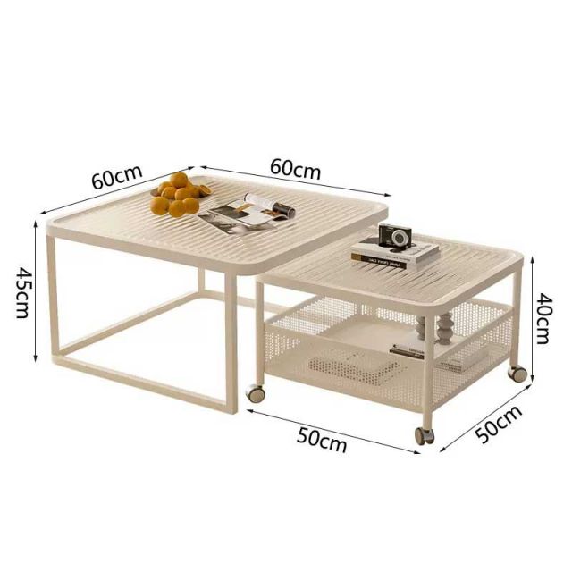 Bàn sofa đôi mặt kính chân sắt TT68303