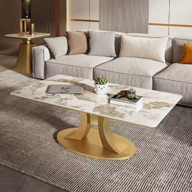 Bàn sofa chữ nhật 120x60x45cm mặt đá ceramic TT68291