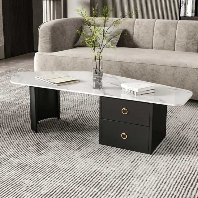 Bàn sofa 120x58cm mặt đá ceramic chân sắt TT68301