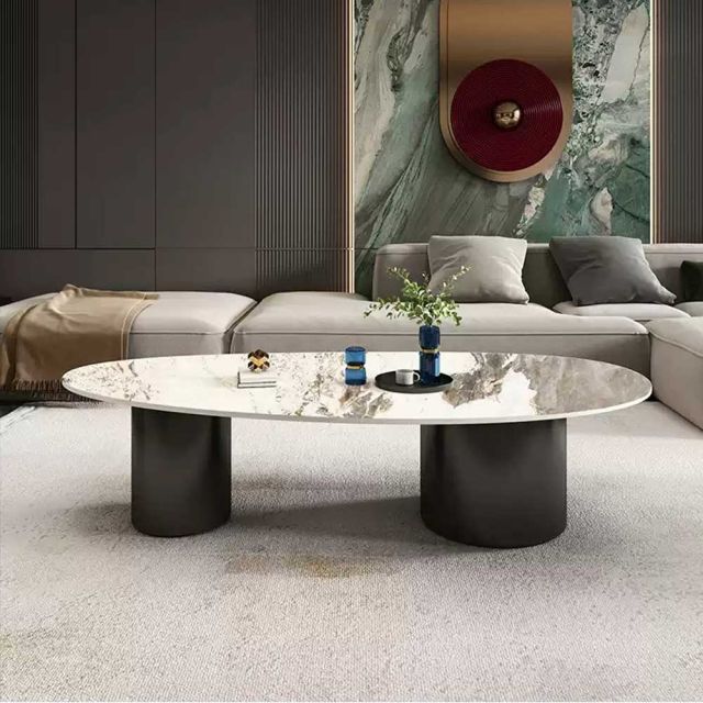 Bàn sofa có ngăn kéo 120x60cm mặt đá ceramic chân sắt  TT68302
