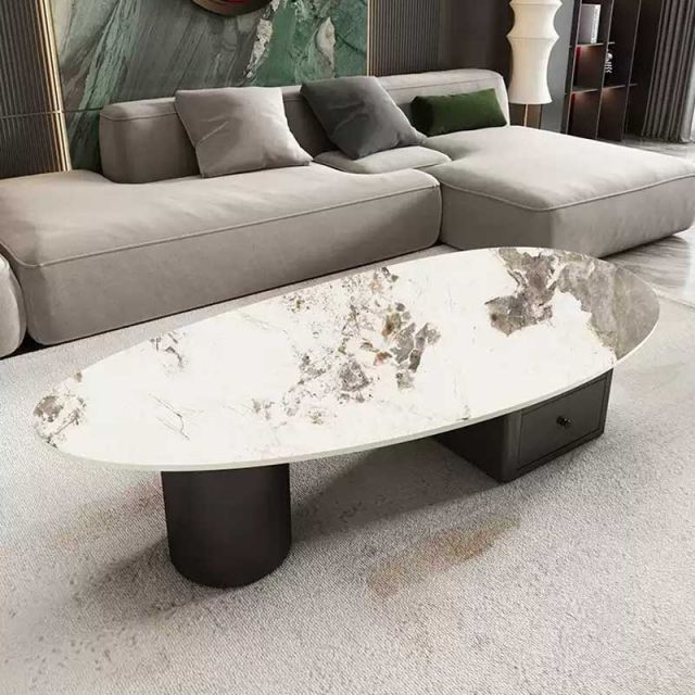 Bàn sofa có ngăn kéo 120x60cm mặt đá ceramic chân sắt  TT68302