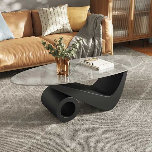 Bàn sofa elip 120x60x45cm mặt đá ceramic TT68297