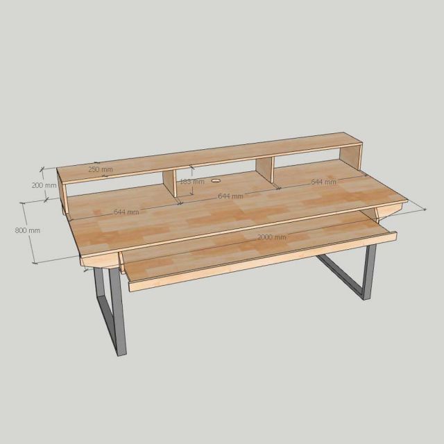 Bàn phòng thu StudioDesk 200x80cm gỗ cao su SD68020