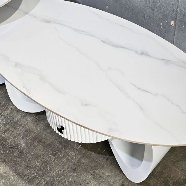 Bàn sofa đôi mặt đá chân sắt TT682896