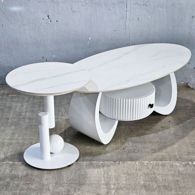 Bàn sofa đôi mặt đá chân sắt TT682896