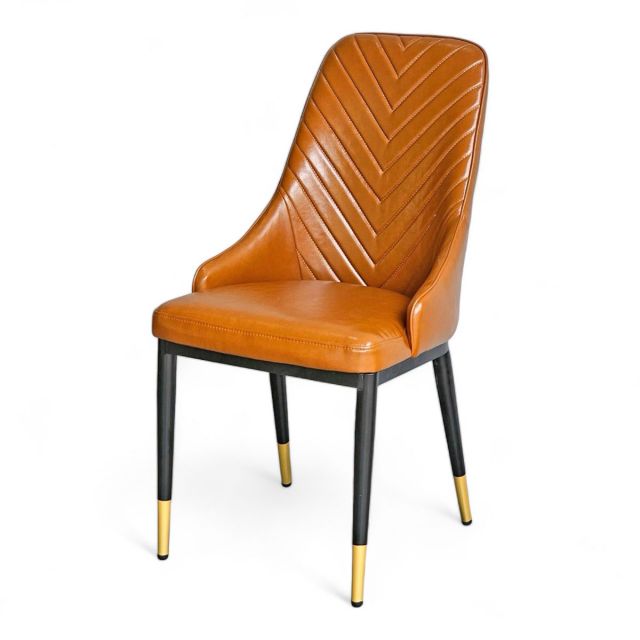 Ghế ăn bọc da Microfiber cao cấp chân sắt viền vàng GA68039 Ghế ăn bọc da Microfiber cao cấp chân sắt viền vàng GA68039