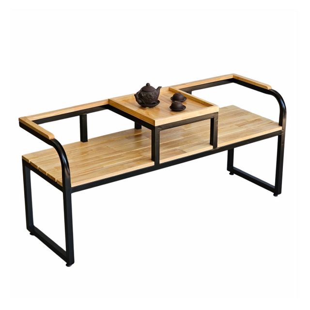 Ghế băng dài liền khay trà 140x45x60cm gỗ cao su GBD031 Ghế băng dài liền khay trà 140x45x60cm gỗ cao su GBD031