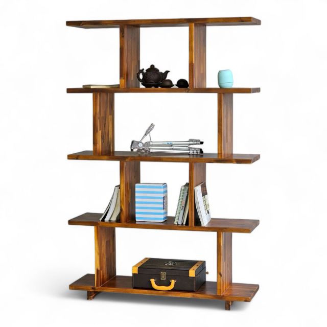 Kệ sách 5 tầng 100x28x150cm gỗ tràm KS68256 Kệ sách 5 tầng 100x28x150cm gỗ tràm KS68256
