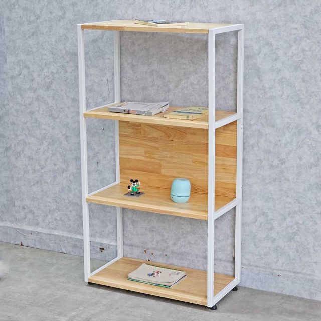Kệ sách 4 tầng 60x30x110cm gỗ cao su khung sắt KS68227