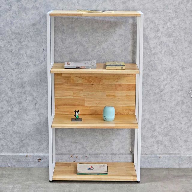Kệ sách 4 tầng 60x30x110cm gỗ cao su khung sắt KS68227