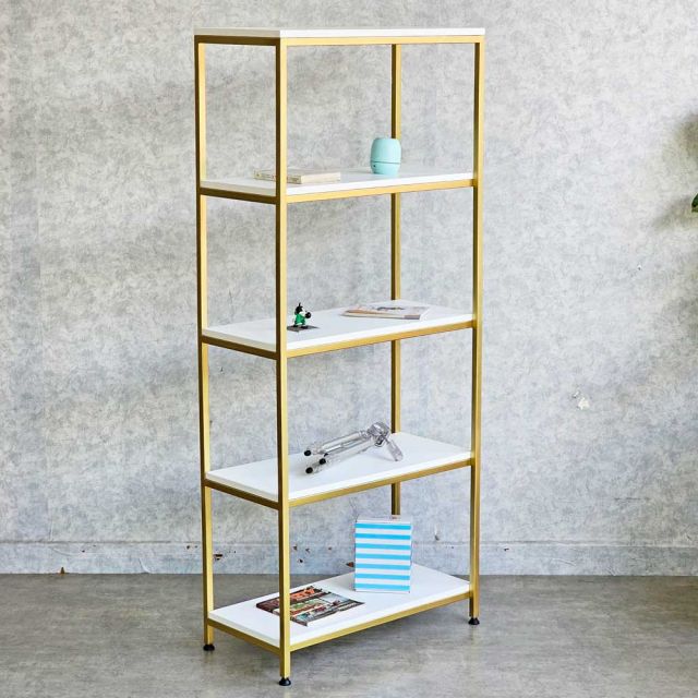 Kệ trưng bày 6 tầng 70x34x160cm gỗ cao su khung sắt KTB68179