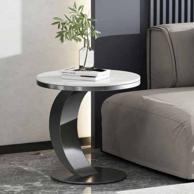 Bàn tab sofa tròn 50x50cm mặt đá ceramic SST038