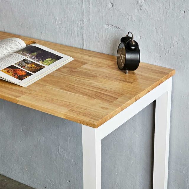Bàn chữ L liền kệ sách 125x108cm gỗ cao su CD68031