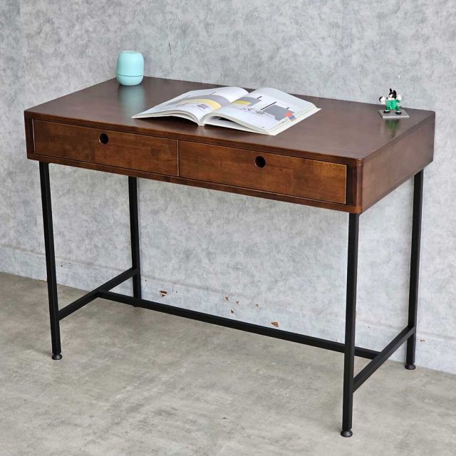Bàn làm việc có ngăn kéo mini 100x50cm gỗ cao su chân sắt BD68103