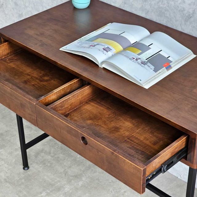 Bàn làm việc có ngăn kéo mini 100x50cm gỗ cao su chân sắt BD68103