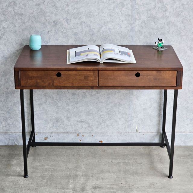 Bàn làm việc có ngăn kéo mini 100x50cm gỗ cao su chân sắt BD68103