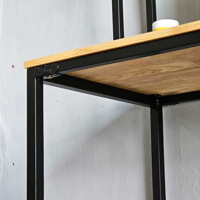 Bàn máy tính liền kệ sách 120x60x150cm gỗ cao su khung sắt FD68063