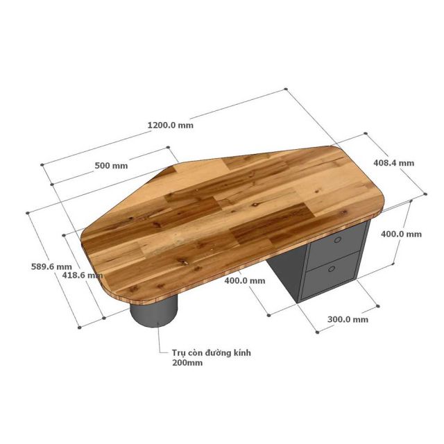Bàn sofa có ngăn kéo 120x60cm gỗ tràm TT68304