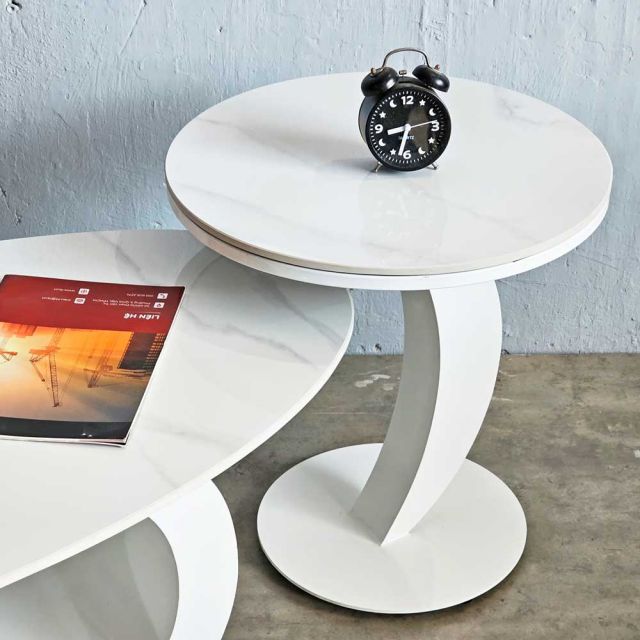 Bàn tab sofa tròn 50x50cm mặt đá ceramic SST038
