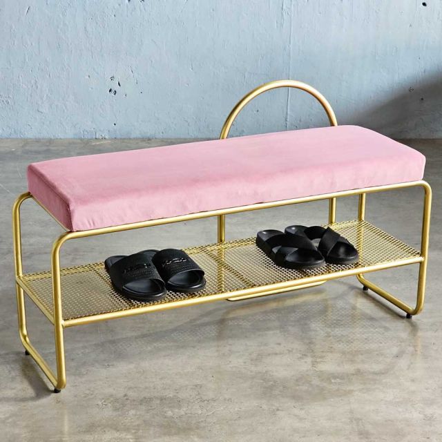 Kệ giày khung sắt có nệm ngồi KG68057