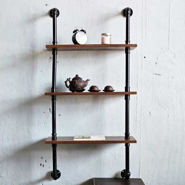 Kệ ống nước treo tường 3 tầng 60x30x120cm gỗ cao su KTT68024