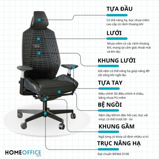 Ghế Gaming lưng nhựa mềm chân nhôm ROBOTIC-01