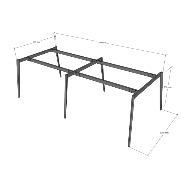 Chân sắt lắp ráp cho bàn 240x120cm hệ Đa Giác HDG012