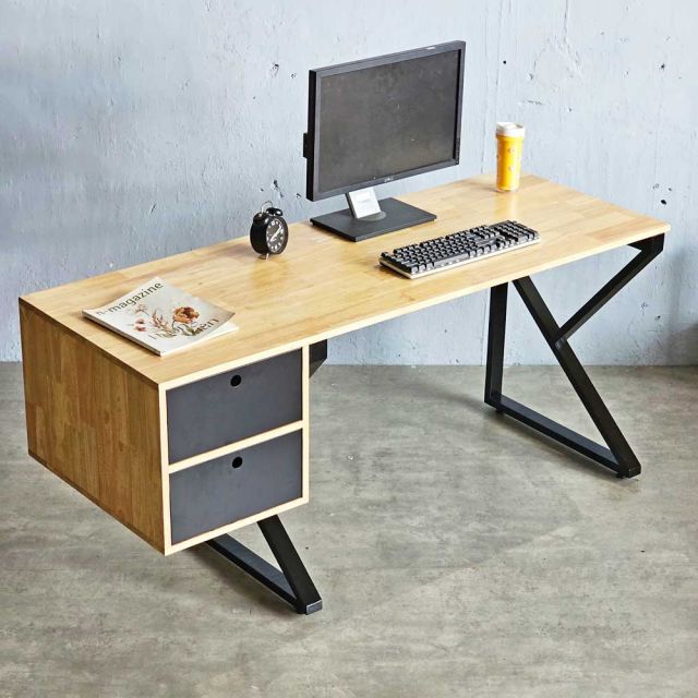 Bàn làm việc 160x60cm gỗ cao su chân chữ K BD68123