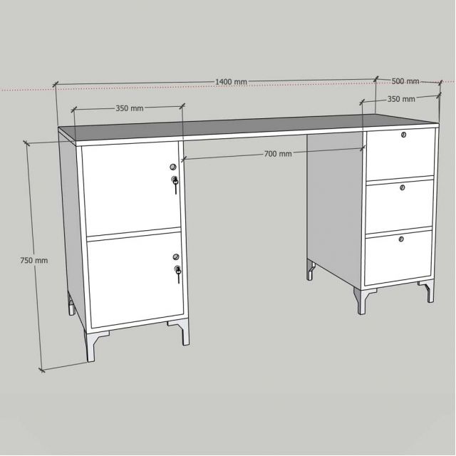 Bàn làm việc có tủ 140x50cm gỗ cao su BD68125
