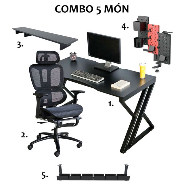 Combo bàn Gaming 140x70cm và ghế công thái học CBG68030