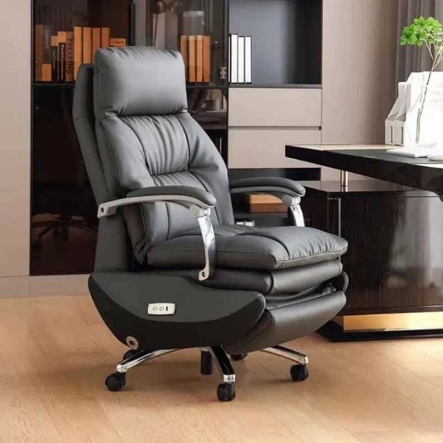 Ghế giám đốc da bò chỉnh điện ngả nằm chân nhôm GAK996