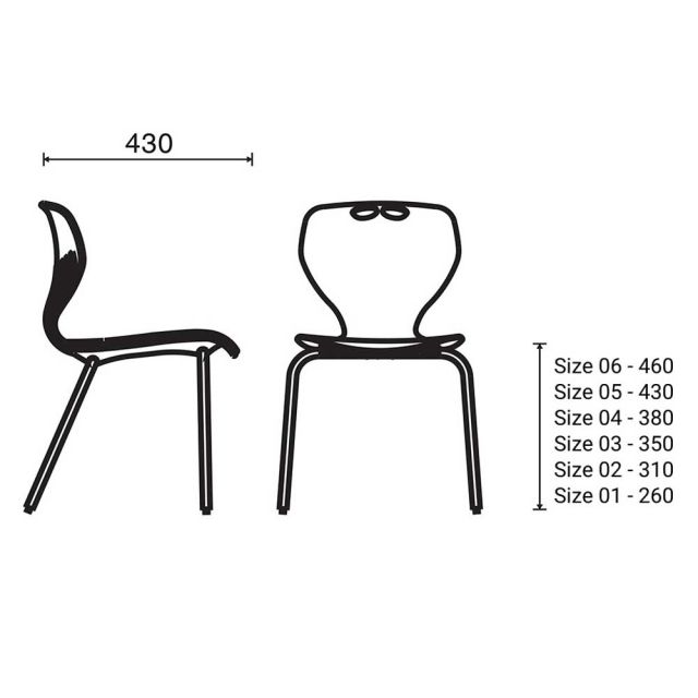 Ghế học sinh MOTU lưng nhựa đúc chân sắt SC053
