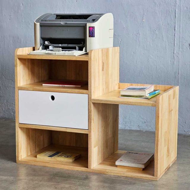 Kệ máy in nhỏ 76x40x60cm gỗ cao su KMI68003