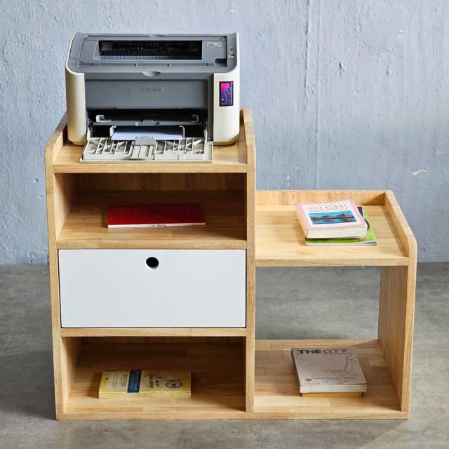 Kệ máy in nhỏ 76x40x60cm gỗ cao su KMI68003
