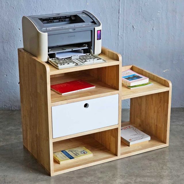 Kệ máy in nhỏ 76x40x60cm gỗ cao su KMI68003