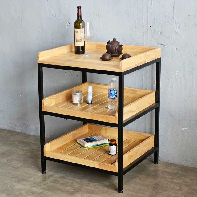 Kệ nhà bếp 3 tầng 62x57x85cm gỗ cao su KB68050