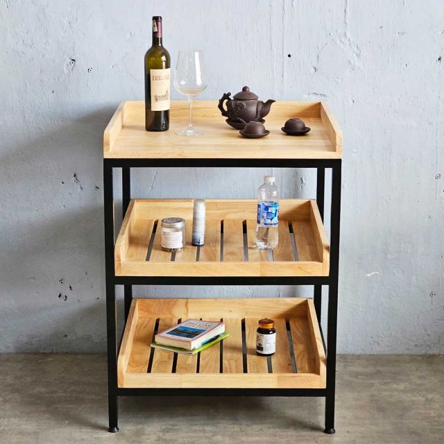 Kệ nhà bếp 3 tầng 62x57x85cm gỗ cao su KB68050