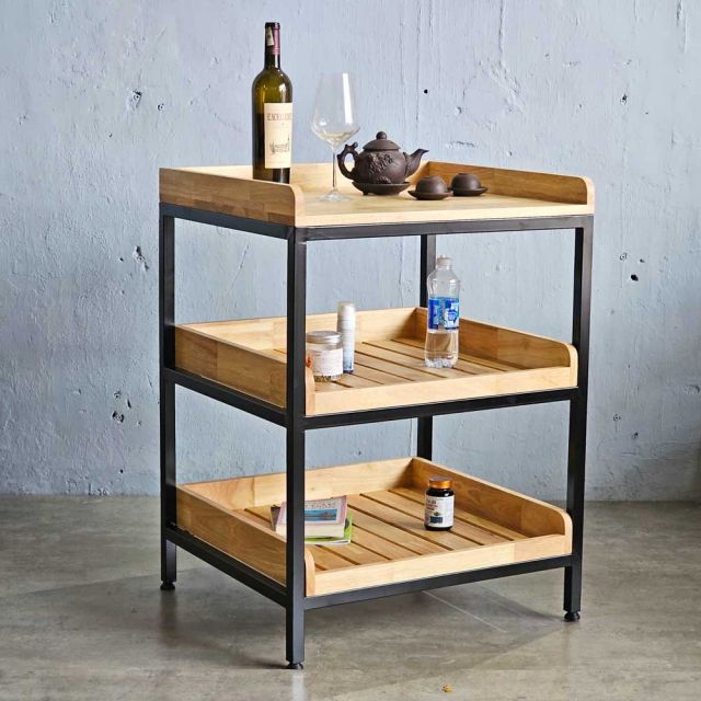 Kệ nhà bếp 3 tầng 62x57x85cm gỗ cao su KB68050