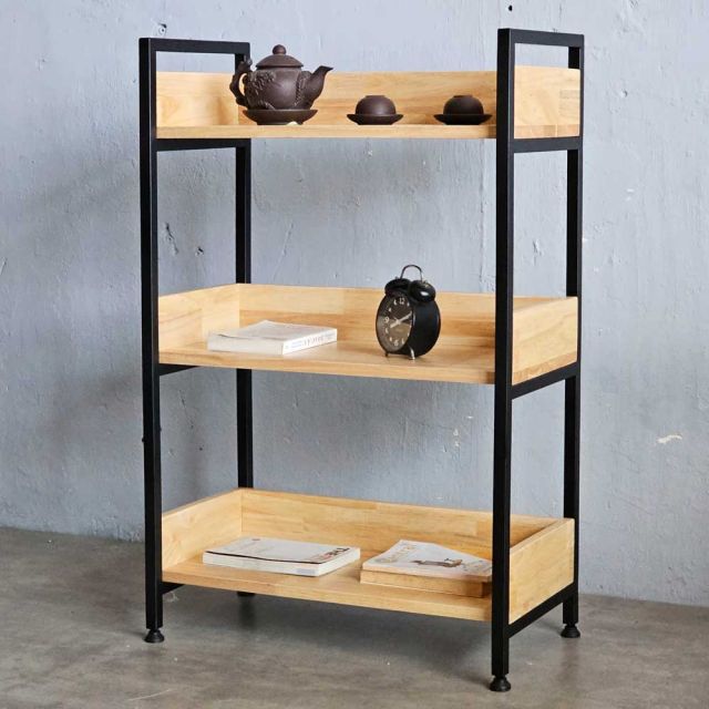 Kệ sách trang trí VEGA 3 tầng gỗ kết hợp khung sắt KS68075