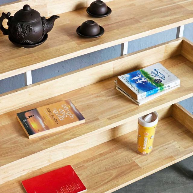 Kệ sách 4 tầng di động 100x30x120cm gỗ cao su KS68262