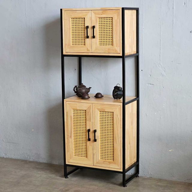Kệ tủ trang trí 60x35x152cm gỗ cao su KTB68194