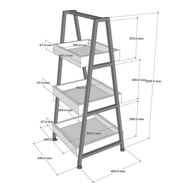 Kệ trưng bày di động 44x40x100cm gỗ cao su TDSL009