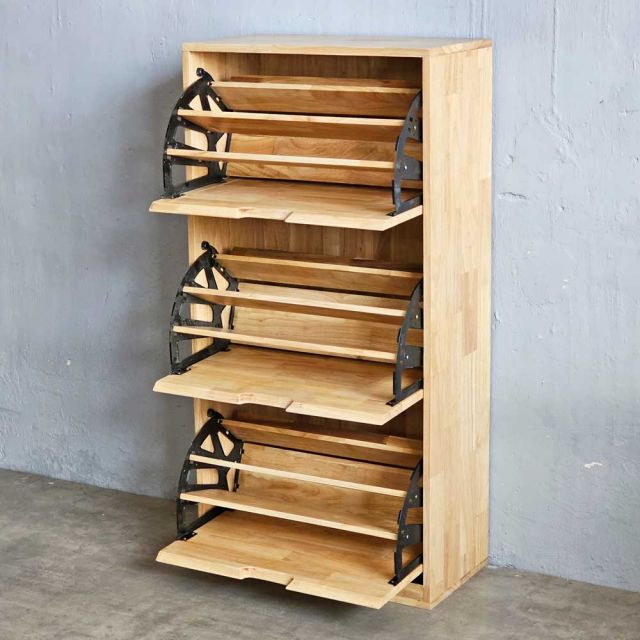 Tủ giày 3 ngăn 60x30x100cm gỗ cao su KG68014