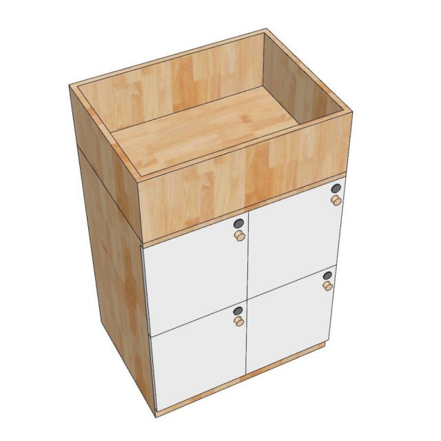 Tủ Locker 4 ngăn khóa số 60x45x95cm gỗ cao su THSL002