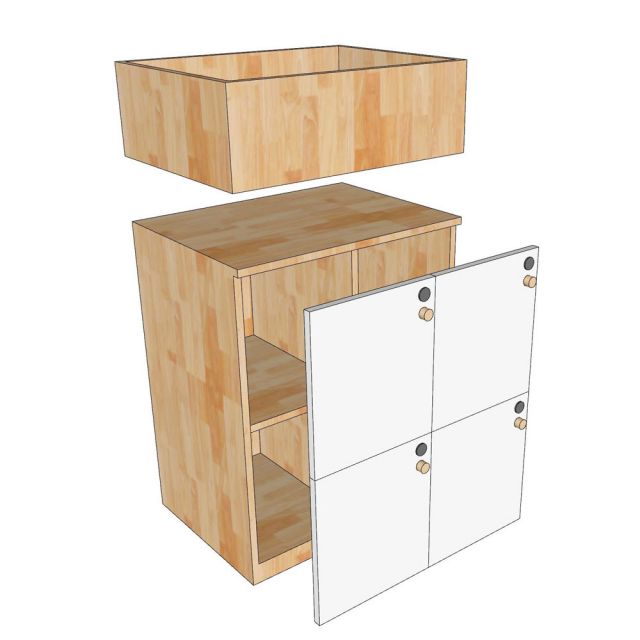 Tủ Locker 4 ngăn khóa số 60x45x95cm gỗ cao su THSL002