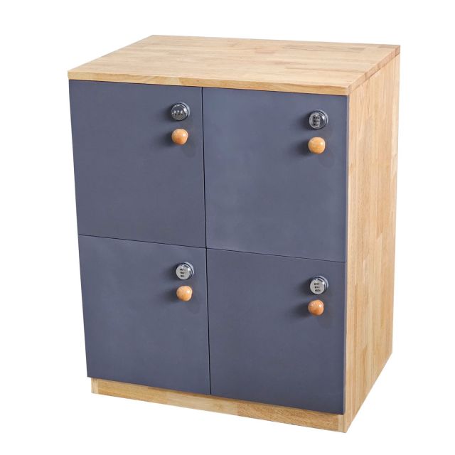 Tủ Locker 4 ngăn khóa 3 số 60x45x70cm gỗ cao su THSL001