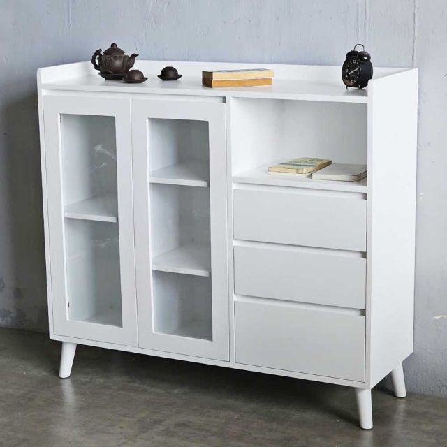 Tủ trang trí cửa kính 120x40x105cm gỗ cao su KTB68196