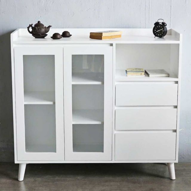 Tủ trang trí cửa kính 120x40x105cm gỗ cao su KTB68196