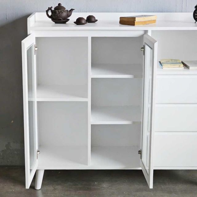 Tủ trang trí cửa kính 120x40x105cm gỗ cao su KTB68196